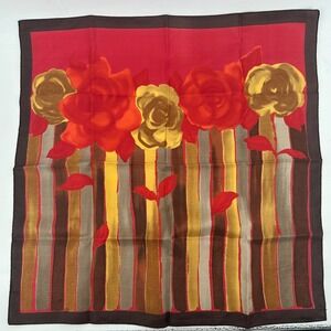 Floral Striped Scarf Women Accessory Headscarf Fall Earthy Red Brown Gold